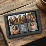 Cartera De 3 Hojas Negro gris 5 Collage de fotos con texto<br><div class="desc">Para este diseño se pueden utilizar fotos cuadradas o selfie. Usa cinco fotos cuadradas para crear un regalo único y personal. Si necesita ajustar las imágenes,  haga clic en la herramienta personalizar para realizar cambios.</div>