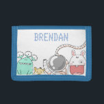 Cartera De 3 Hojas Niños personalizados lindos de los caracteres de<br><div class="desc">Imagen ilustrada linda del astronauta y de los amigos en la cartera personalizada de los niños.</div>