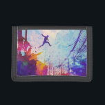 Cartera De 3 Hojas Parkour Urban Free Running Arte moderno de estilo<br><div class="desc">La impresión de un artista colorido de que se practica el parkour en una calle urbana trasera.</div>