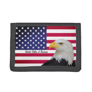 Cartera De 3 Hojas Patriotic USA, Eagle, moda de la bandera estadouni