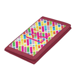 Cartera De 3 Hojas Patrón de líneas diagonales en arco iris monograma