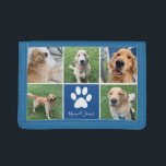 Cartera De 3 Hojas Personalizado Perro Collage de fotos Mascota azul<br><div class="desc">Esta hermosa billetera de collage de fotos de perros personalizados está personalizada con adorables fotos de tu dulce cachorro. Personalizar este regalo personalizado con tus 5 fotografías favoritas de mascotas alrededor de una bonita plaza azul con una bonito de pintura blanca y el nombre de tu perro en el centro....</div>