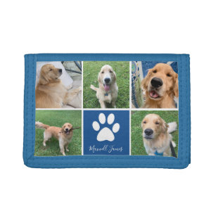 Cartera De 3 Hojas Personalizado Perro Collage de fotos Mascota azul 
