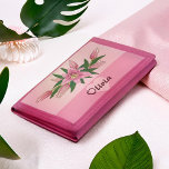 Cartera De 3 Hojas Pink Blooming Lily Sweet Heart<br><div class="desc">Este ilustracion cuenta con un delicado corazón rosado,  un florido lirio y un texto que se puede personalizar fácilmente.</div>