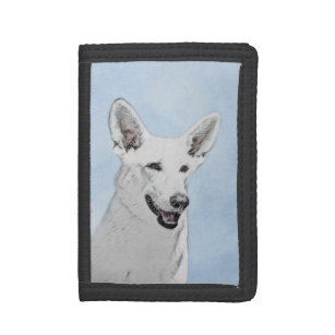 Cartera De 3 Hojas Pintura de pastor blanco - Arte de perro original 