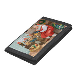 Cartera De 3 Hojas Santa Y Elves Haciendo Juguetes | NAVIDADES
