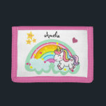 Cartera De 3 Hojas Super Cute Unicornio y Arcoiris personalizado<br><div class="desc">Perfecto regalo personalizado para un chica con un hermoso unicornio y diseño arcoiris.</div>
