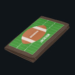 Cartera De 3 Hojas Tema del deporte de fútbol verde<br><div class="desc">Personalice este diseño de deportes de juego genial con un nombre o un mensaje personalizado.</div>