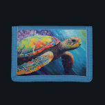 Cartera De 3 Hojas Tortuga acuática<br><div class="desc">Tortuga acuática nadando por el océano,  obra de arte original de Nicole.</div>