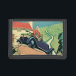 Cartera De 3 Hojas Viaje en coche convertible en el país<br><div class="desc">Viaje de ilustracion vintage e imagen de transporte con una pareja viajando por una carretera en el campo en un antiguo automóvil convertible.</div>