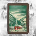 Cartera De 3 Hojas Vintage Christmas Church, Snowscape in Winter<br><div class="desc">Navidades de ilustracion de época celebran un diseño religioso con una pintoresca capilla en un bonito pueblo de montaña. Un paisaje natural invernal con montañas,  árboles y nieve. El original es un cuadro acuático de arte rojo y verde.</div>