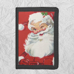 Cartera De 3 Hojas Vintage Navidad Santa Claus, jolly y Winking<br><div class="desc">Diseño de vacaciones de Navidades de ilustracion de época con un feliz y alegre Santa Claus usando un gorra y guiñando el ojo como si tuviera un secreto. Ho,  ho,  ho,  ¡Feliz Navidad!</div>