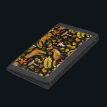 Cartera De 3 Hojas zorros otoñales sobre negro<br><div class="desc">Fauna y flora silvestres de otoño pintadas a mano: zorros,  hojas forestales,  setas y bayas</div>