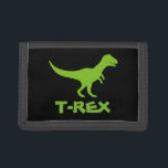 Cartera del dinero del dinosaurio del<br><div class="desc">Cartera verde del dinero del dinosaurio del trex personalizada con nombre de los niños. Diseño prehistórico lindo del monedero del rex de t para la fiesta de cumpleaños de los muchachos. Haga uno para el hijo, el nieto, el ilustracion animal del dibujo animado del t-rex pre histórico salvaje del hermano...</div>