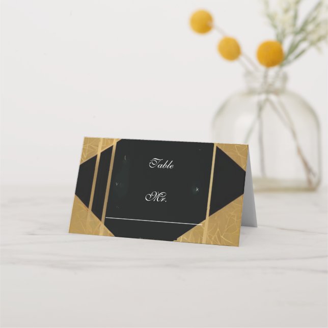 carteras doradas de líneas Tarjeta de lugar plegad (Anverso)