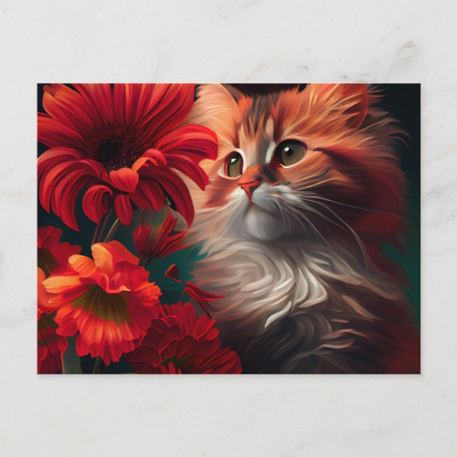 Cartes Postales Cat Fleur (Anverso)