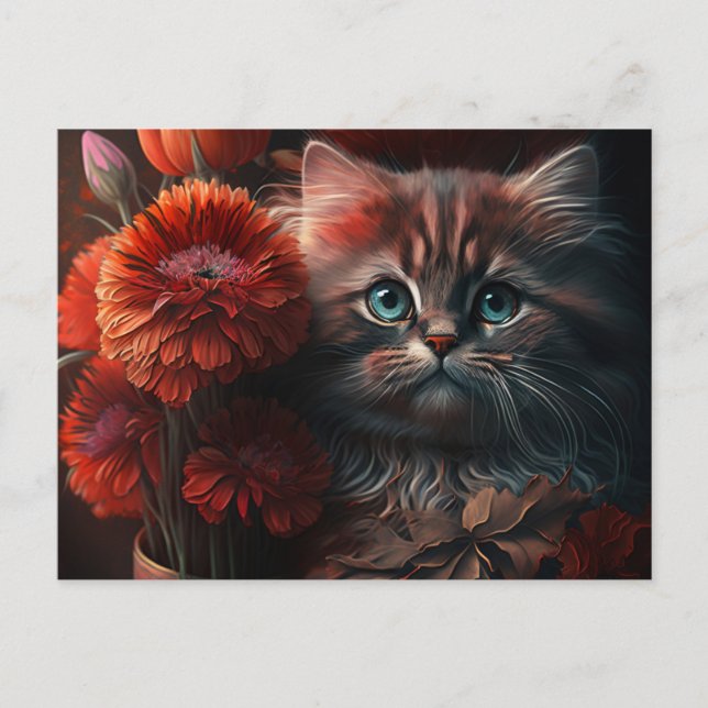 Cartes Postales Cat Fleur (Anverso)