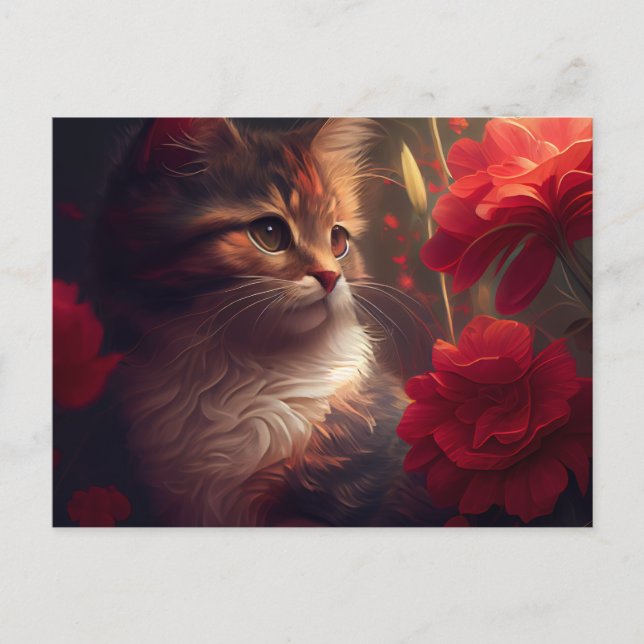 Cartes Postales Cat Fleur (Anverso)