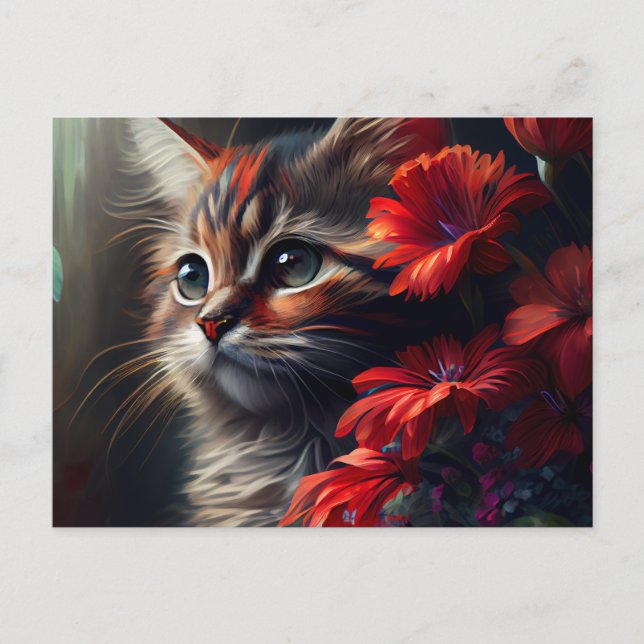 Cartes Postales Cat Fleur (Anverso)