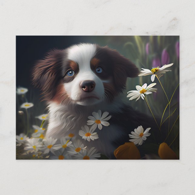 Cartes Postales chien Fleur (Anverso)