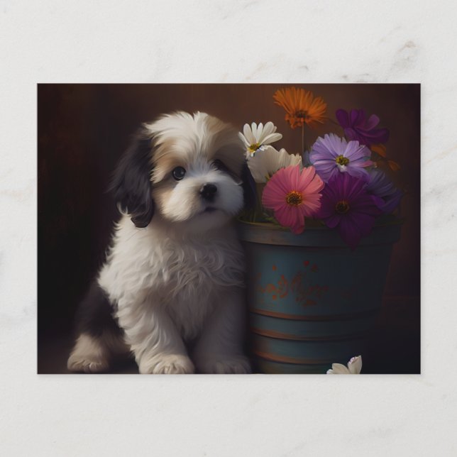 Cartes Postales chien Fleur (Anverso)