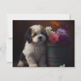Cartes Postales chien Fleur