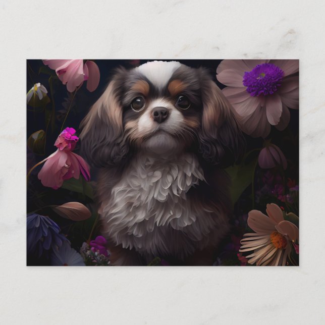 Cartes Postales chien Fleur (Anverso)