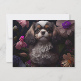 Cartes Postales chien Fleur