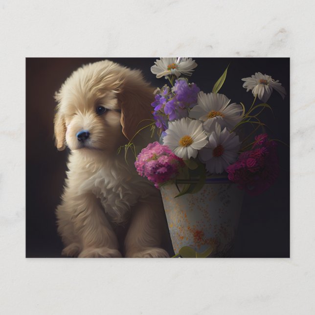Cartes Postales chien Fleur (Anverso)