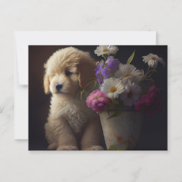Cartes Postales chien Fleur