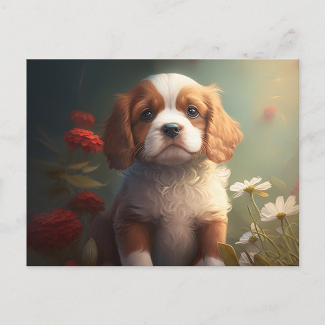 Cartes Postales chien Fleur (Anverso)