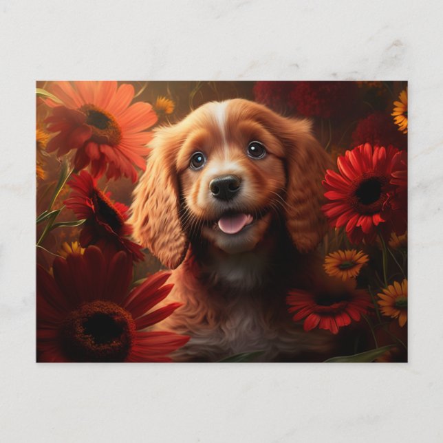Cartes Postales chien Fleur (Anverso)