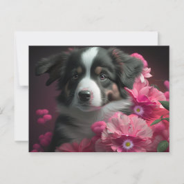 Cartes Postales chien Fleur
