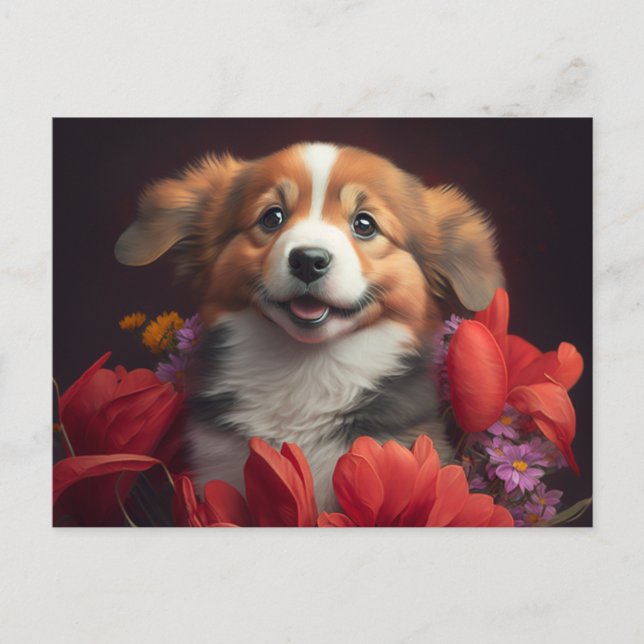Cartes Postales chien Fleur (Anverso)