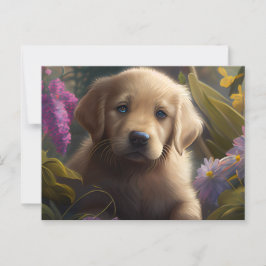 Cartes Postales chien Fleur