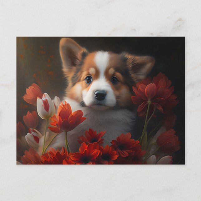 Cartes Postales chien Fleur (Anverso)