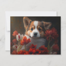 Cartes Postales chien Fleur