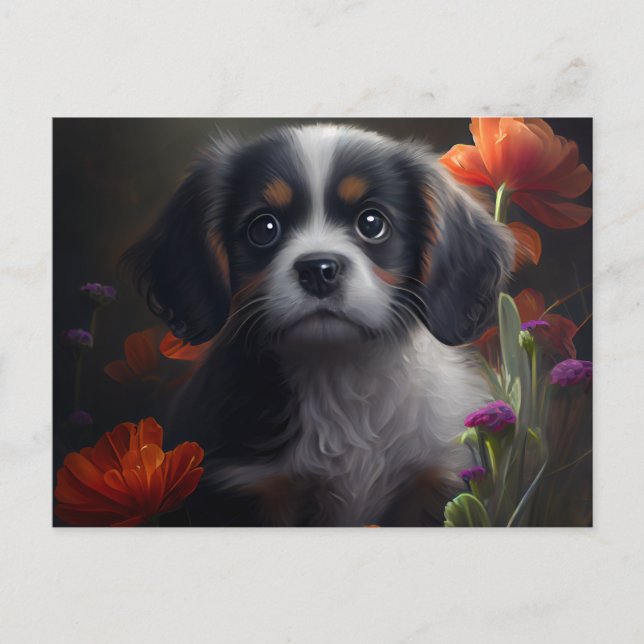 Cartes Postales chien Fleur (Anverso)