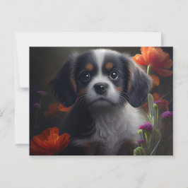 Cartes Postales chien Fleur