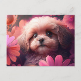 Cartes Postales chien Fleur