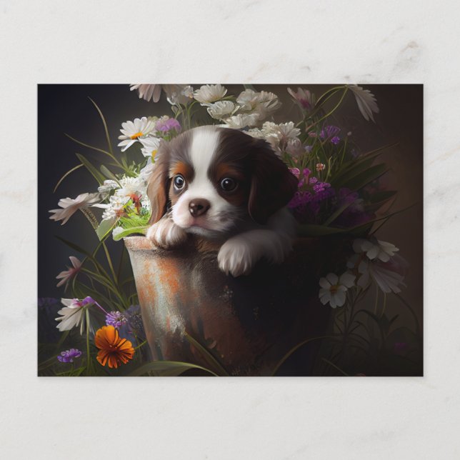 Cartes Postales chien Fleur (Anverso)
