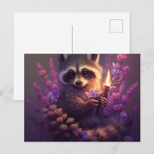 Cartes Postales Raccoon Mauve (Anverso / Reverso)