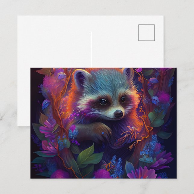 Cartes Postales Raccoon Mauve (Anverso / Reverso)