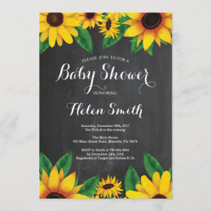 Cartón de invitación a Baby Shower para girasoles