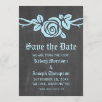 Cartón de Rosa azul Guardar la invitación de fecha