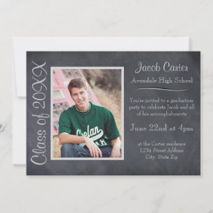 Cartón negro/gris - Invitación de graduación
