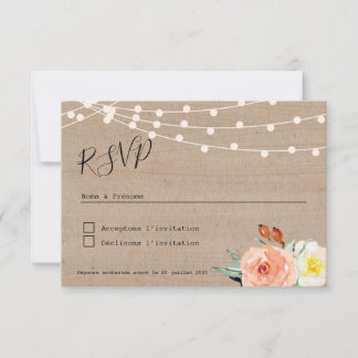 Cartón respuesta RSVP Campestre Baile al aire