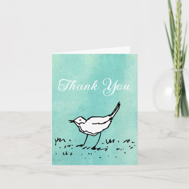 Cartoon Bird Pen Art Thank You Folded (Anverso)