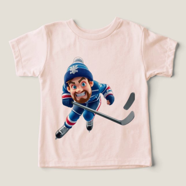 Cartoon Hockey Player Skating with Intense Express (Diseño delantero )