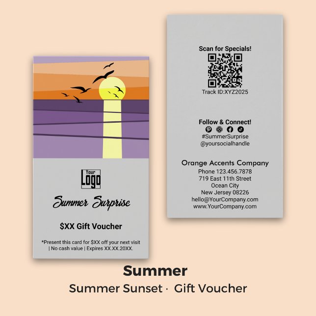 Cartucho de regalo con formato de retrato de veran (Summer Sunset Portrait Format Gift Voucher)